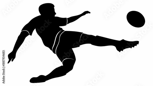 Dynamic rugby player kicking ball in action pose