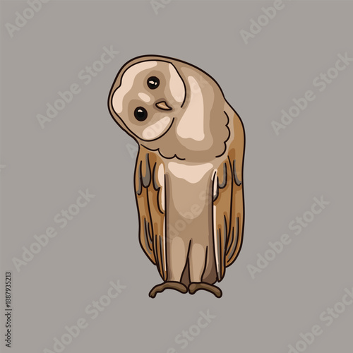 Minimalist Owl on Gray Background