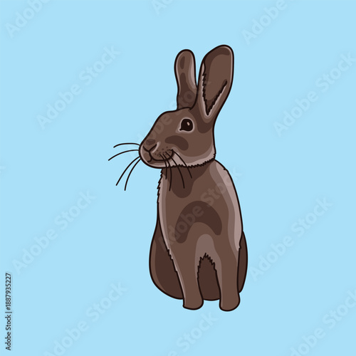 Minimalist Bunny on Blue Background