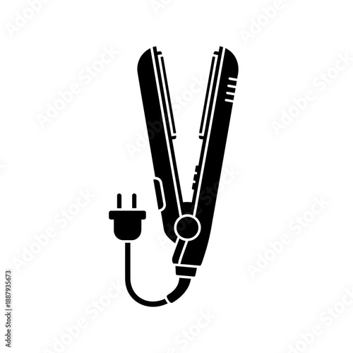 Hair Straightener Icon Illustration – Flat Iron Styling Tool Silhouette