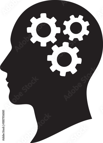 Creative mind silhouette with gears