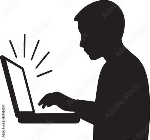 Online learning silhouette laptop glow