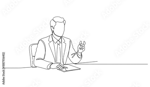 Business career continuous line vector illustration for job interview