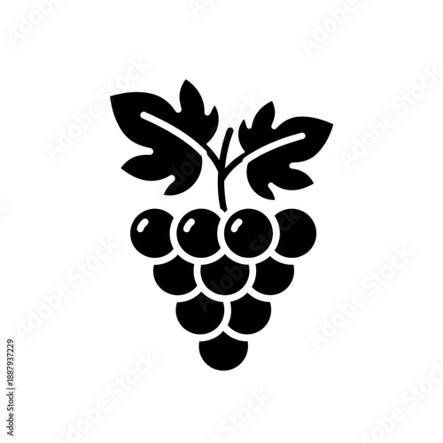 Grapes Fruit Icon Illustration – Fresh Vineyard Bunch Silhouette Symbol