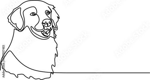 Continuous one line drawing of Golden Retriever head.