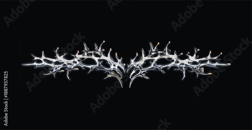 Chrome gothic tribal flame sigil vector art in Y2K style with liquid mercury cyber metallic finish, abstract tattoo inspiration, and futuristic illustration design for digital creativity.