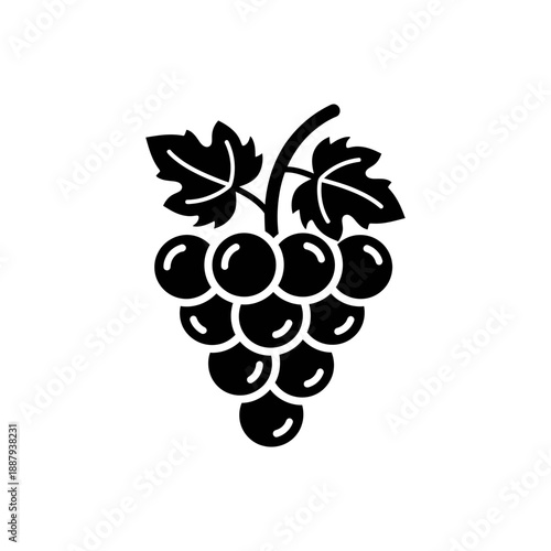 Grapes Fruit Icon Illustration – Fresh Vineyard Bunch Silhouette Symbol