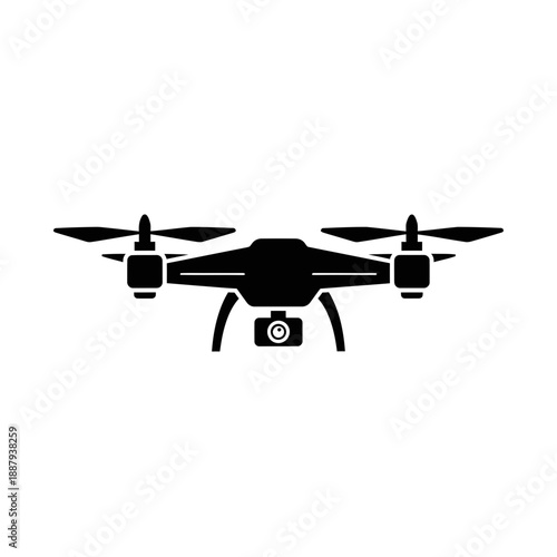 Drone Icon – Quadcopter Camera UAV Silhouette Illustration