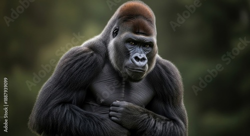 Majestic western lowland gorilla portrait in natural habitat