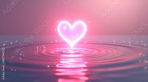 pink heart in water