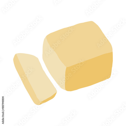カットしたバターのイラスト