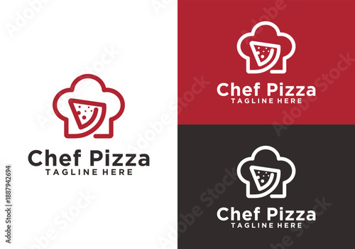 Chef Pizza Logo Design with Chef Hat and Pizza Slice.
