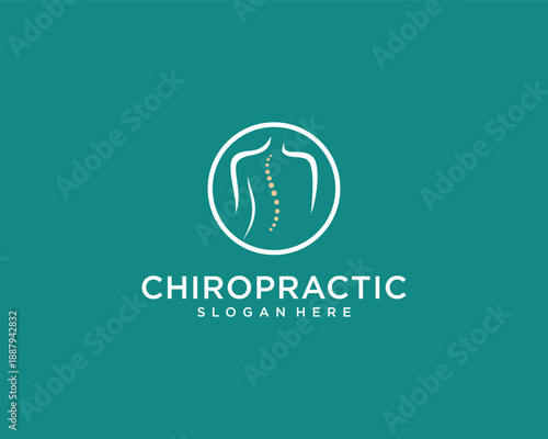 Chiropractic Logo Design with Spine and Body Silhouette.