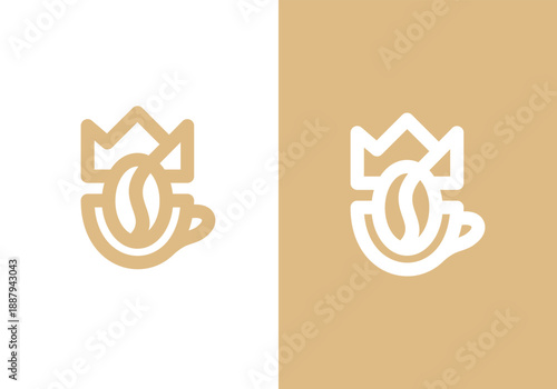 Elegant coffee logo design with crown and coffee bean minimal style.
