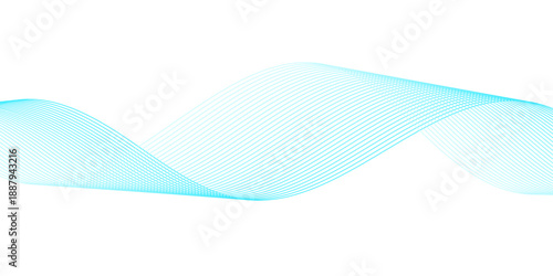 Abstract sound wave background vector with blue gradient flowing lines on white and cyan parallel frequency motion on transparent creating a clean futuristic design for technology and business.