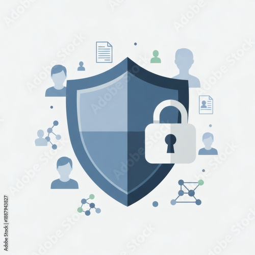 Digital Fortress: A shield, adorned with a lock, stands as a vigilant guardian, symbolizing unwavering data security.