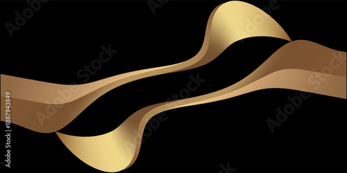 Abstract gold geometric. Isolated on black background. Vector illustration.