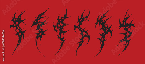 Neo Tribal Skeletal Web Sigilism: Asymmetrical Cyber Gothic Vector, Sharp Acid Venom Lines, Abstract Bone Spider Aesthetic for Dark Metal Streetwear and Cyberpunk Techwear Graphic Design.