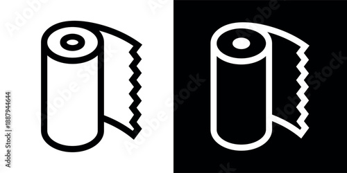 Paper roll icon. Paper towel, a toilet or kitchen accessory. A roll of paper towels.
