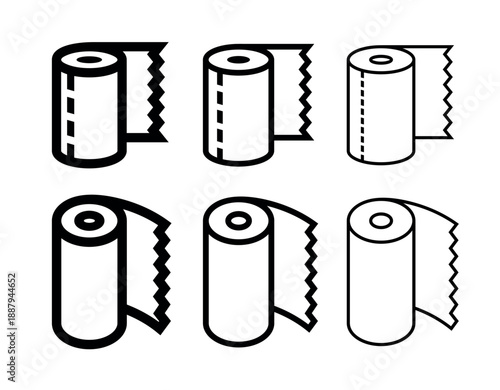 Paper roll icon. Paper towel, a toilet or kitchen accessory. A roll of paper towels.