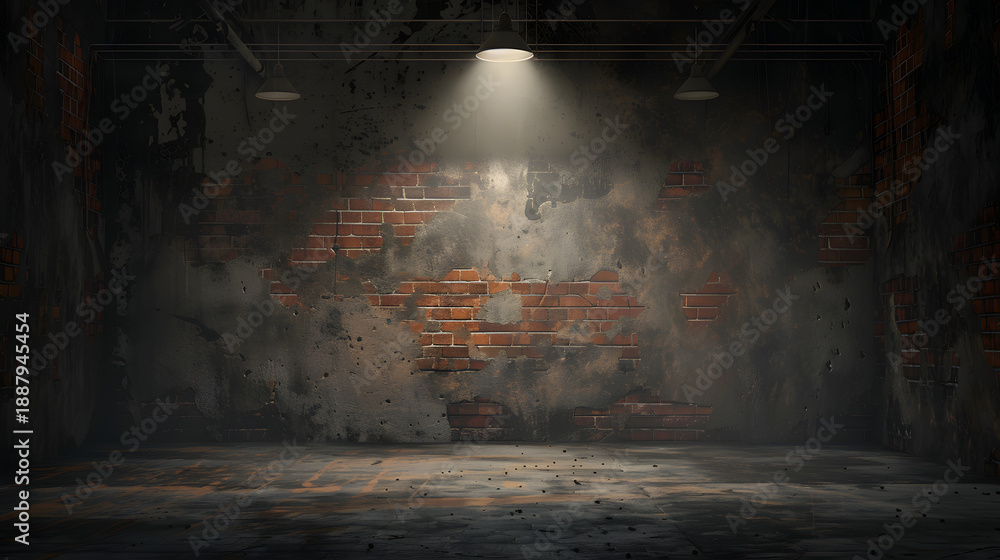 Obraz premium Dark empty industrial grunge room background with spotlight and concrete floor