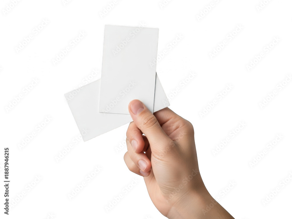 Fototapeta premium Hand holding transparent cards isolated on transparent background
