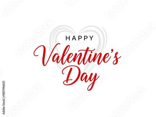 Happy valentines day greeting with red cursive text and heart