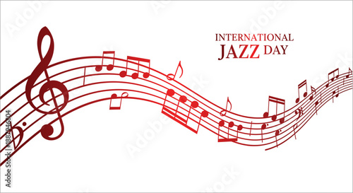 Vector illustration of flowing music notes on a musical background