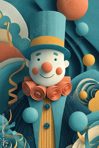 Wallpaper Mural Colorful 3D Clown Character Surrounded by Fun Playful Elements Torontodigital.ca