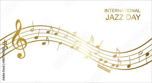Vector illustration of flowing music notes on a musical background