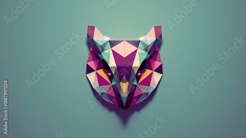 Wallpaper Mural Geometric Animal Head in Vibrant Colors and Modern Design Torontodigital.ca
