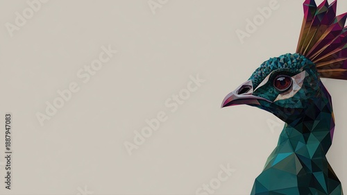 Wallpaper Mural Colorful Geometric Peacock Design with Elegant Details and Texture Torontodigital.ca