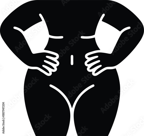 Abstract female torso muscular form black graphic art silhouette