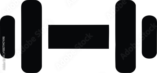 A black barbell icon simple design against a white background silhouette