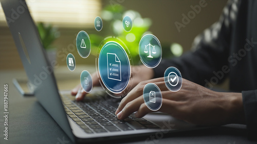 Fotografía Compliance rules concept highlighting regulatory standards, internal policies and risk control