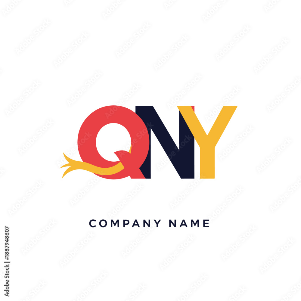 Fototapeta premium Colorful QNY Logo Design Template.