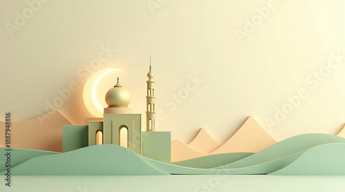 AI Generated Futuristic 3D Islamic Background