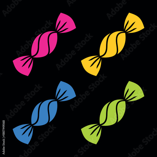 Candy icon. Symbol of sweets or dessert. An attribute of childhood or childhood. A sweet candy in a wrapper or candy wrapper.