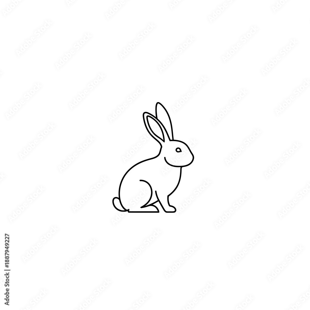 Obraz premium Detailed Black and White Rabbit Head Close up Fine Line Art Illustration