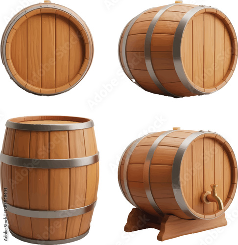 wooden barrel isolated on white