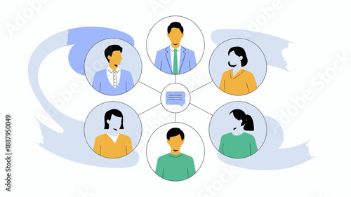 A diverse group of people connected in a network on isolated for teamwork and communication concepts