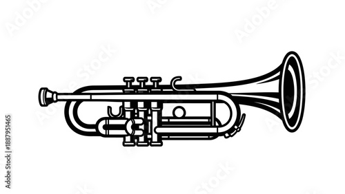 Musical Trumpet Instrument Isolated White Background Vector Icon