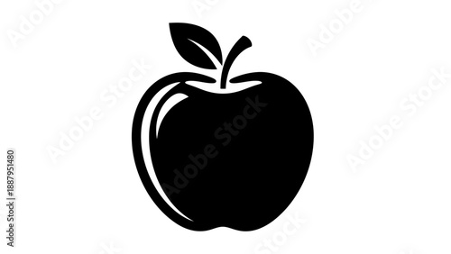 Whole Fresh Apple with Leaf Isolated White Background Vector Icon