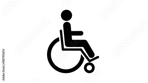 Universal Accessibility Symbol of Person in Wheelchair, Isolated White Background