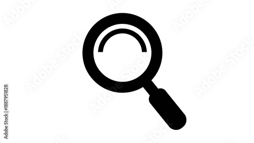 Basic Black Magnifying Glass Symbol for Research on Isolated White Background