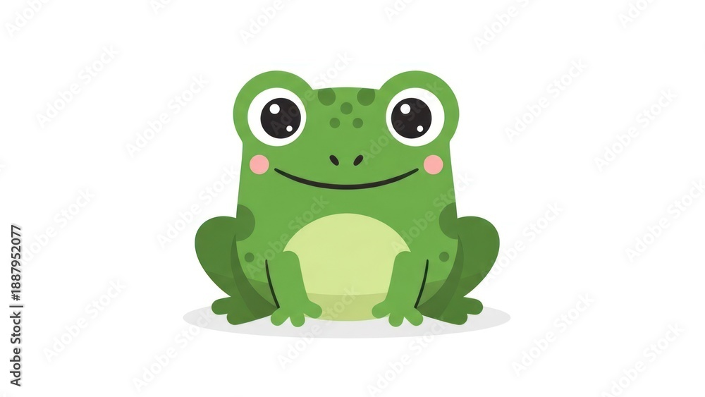 Obraz premium Smiling green cartoon frog character.