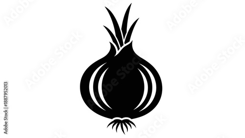 Fresh Whole Onion Vegetable with Roots and Top Shoots on an Isolated White Background