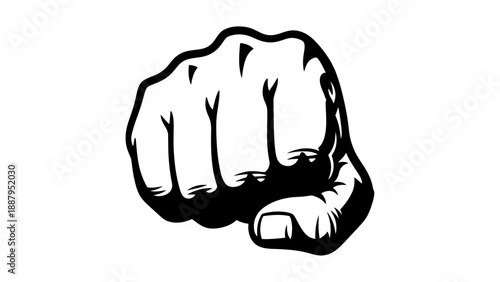 Clenched Human Fist Showing Strength and Determination on an Isolated White Background