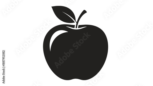 Fresh Red Apple Fruit Icon with Leaf on Isolated White Background