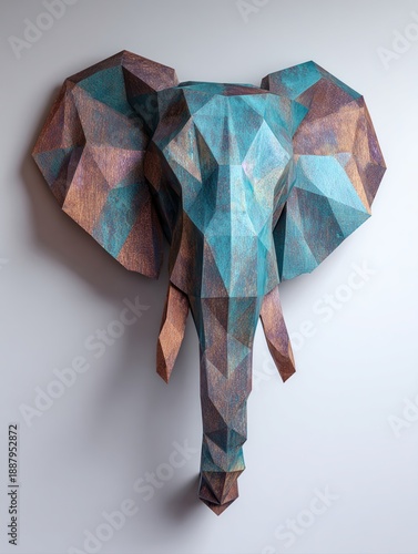 Wallpaper Mural Colorful Geometric Paper Sculpture of an Elephant Wall Art Torontodigital.ca
